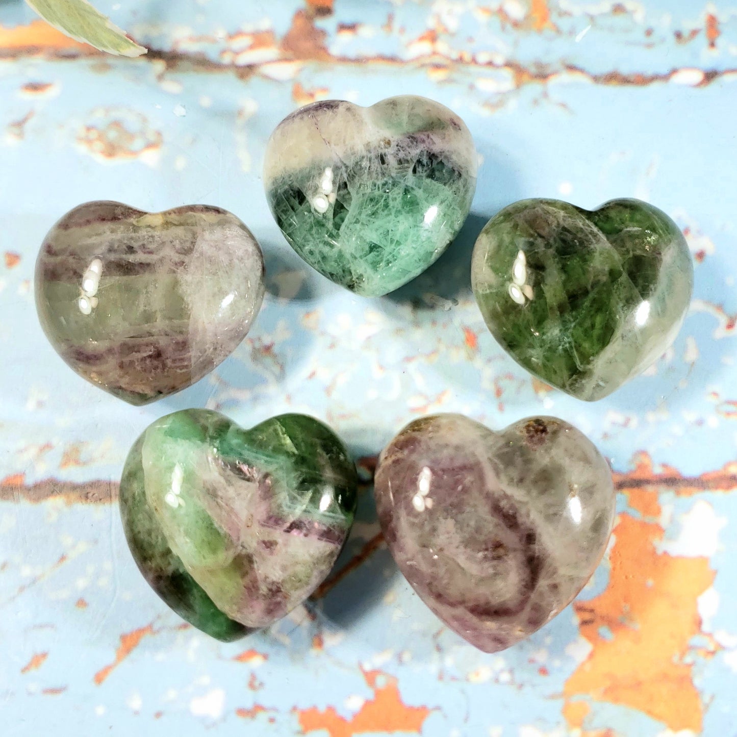 Rainbow Fluorite 45mm Puffed Heart - Crystal Happenings