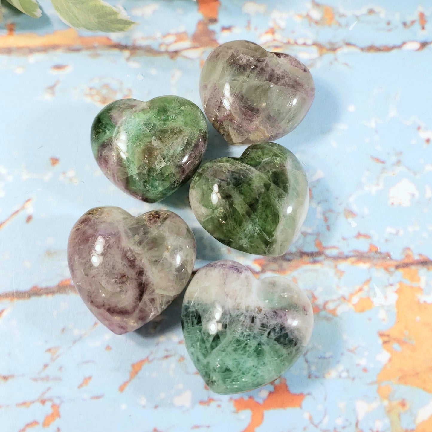 Rainbow Fluorite 45mm Puffed Heart - Crystal Happenings