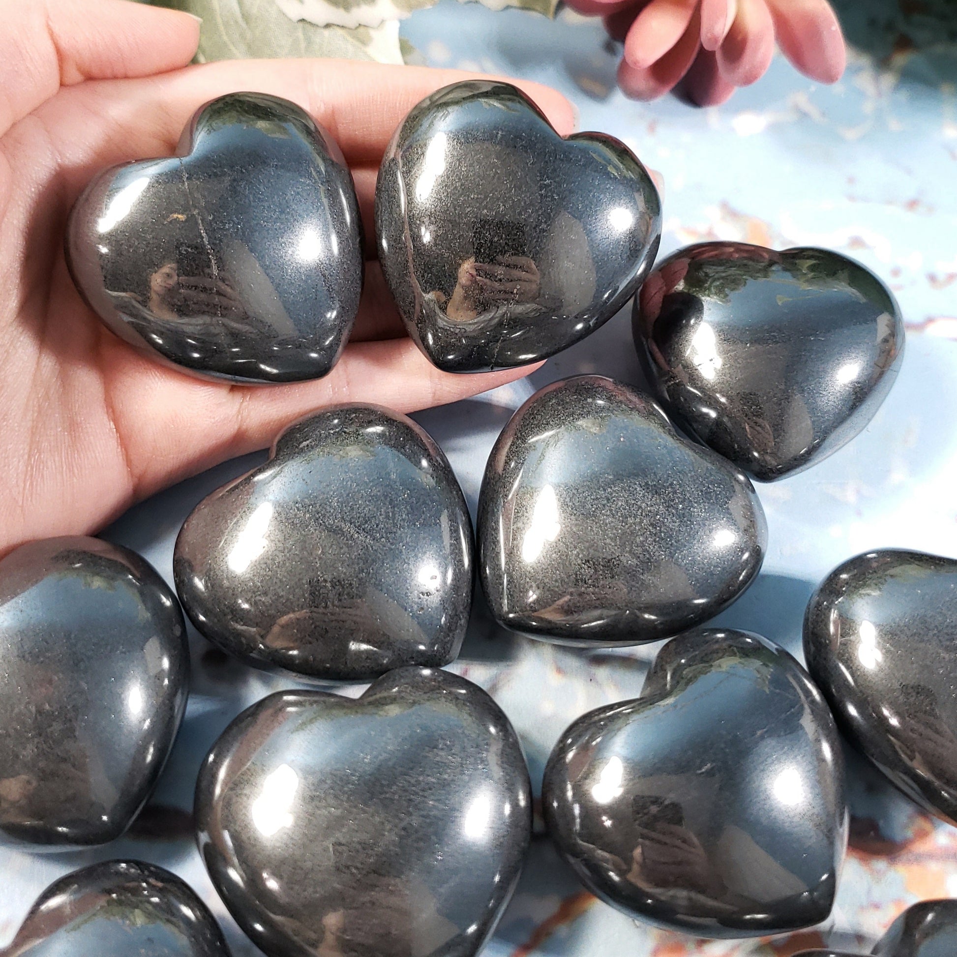 Hematite 45mm Puffed Heart - Crystal Happenings