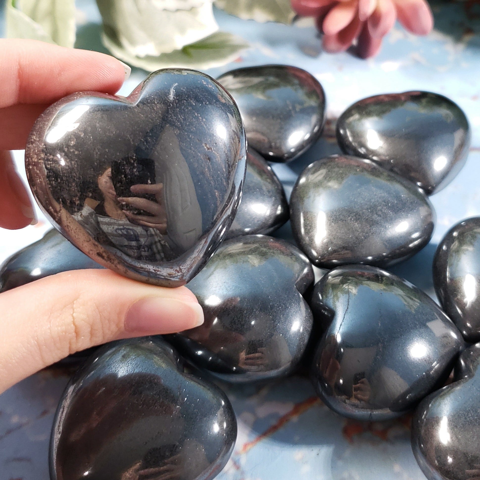 Hematite 45mm Puffed Heart - Crystal Happenings