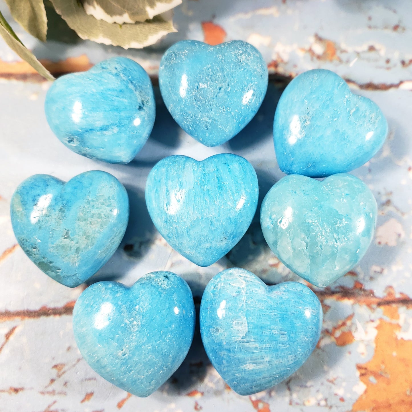 Blue Aragonite 45mm Puffed Heart - Crystal Happenings