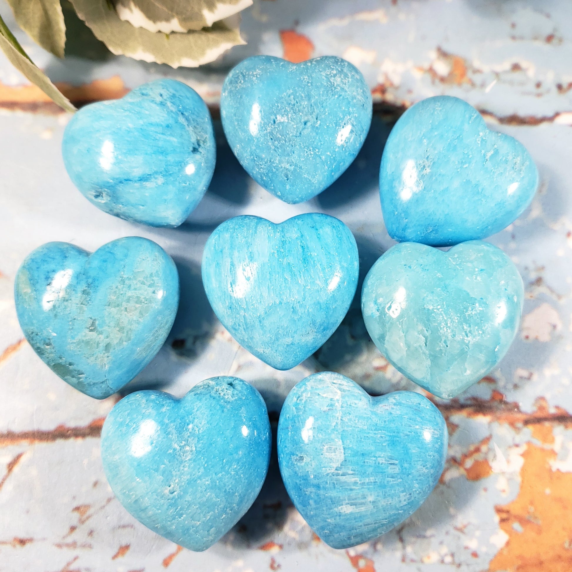 Blue Aragonite 45mm Puffed Heart - Crystal Happenings
