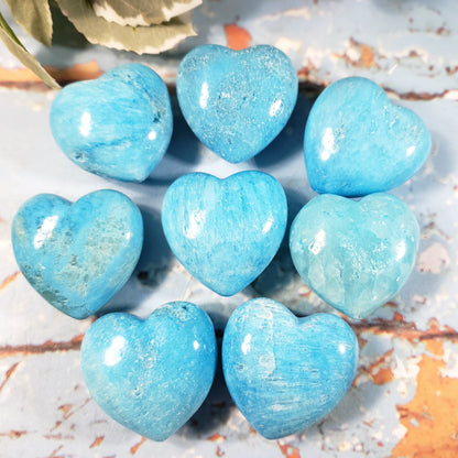 Blue Aragonite 45mm Puffed Heart - Crystal Happenings