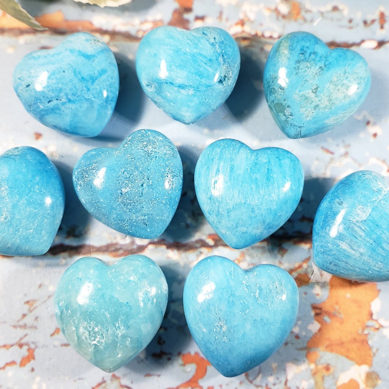 Blue Aragonite 45mm Puffed Heart - Crystal Happenings