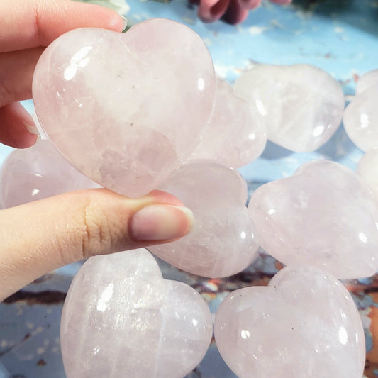 Rose  Quartz 45mm Puffed Heart - Crystal Happenings