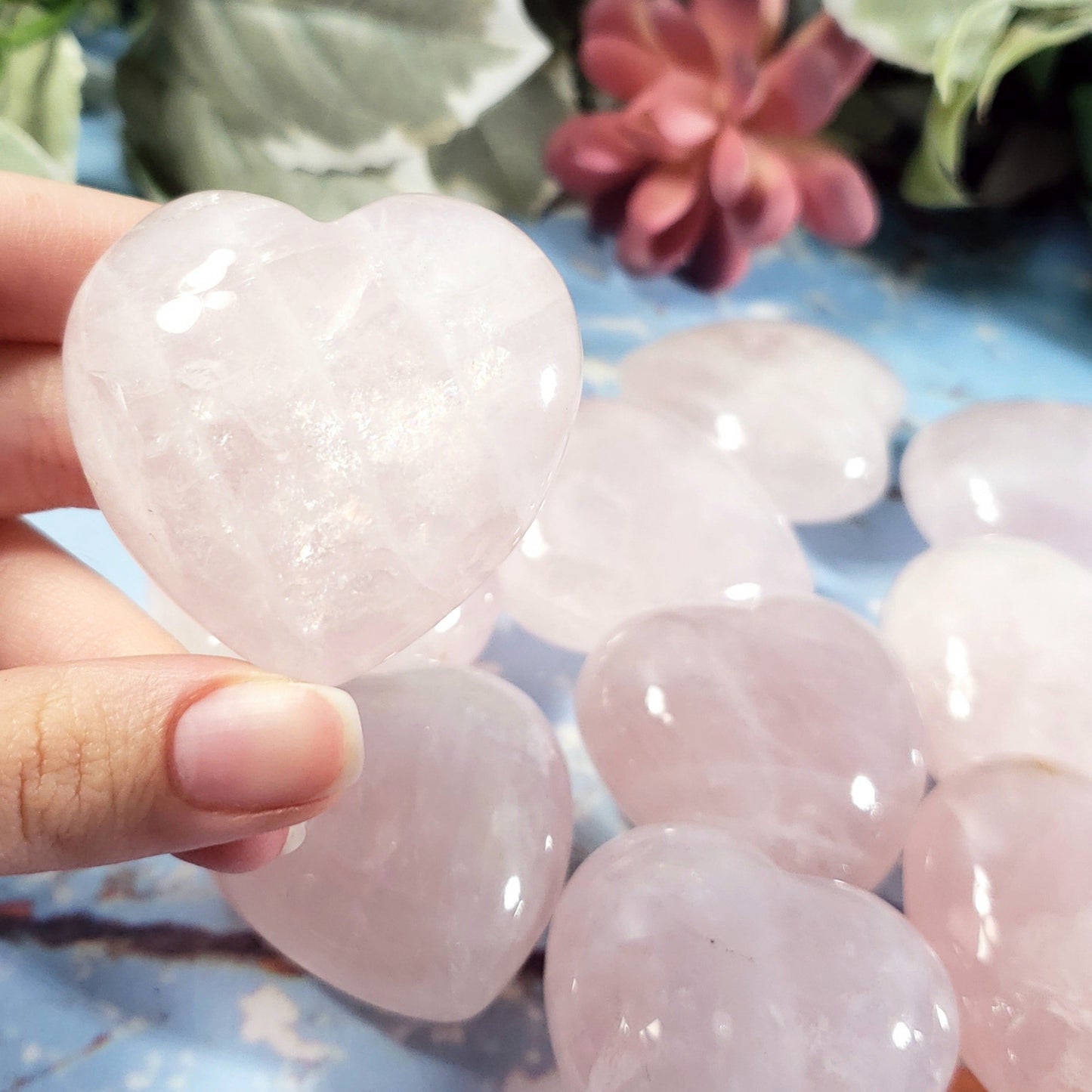 Rose  Quartz 45mm Puffed Heart - Crystal Happenings