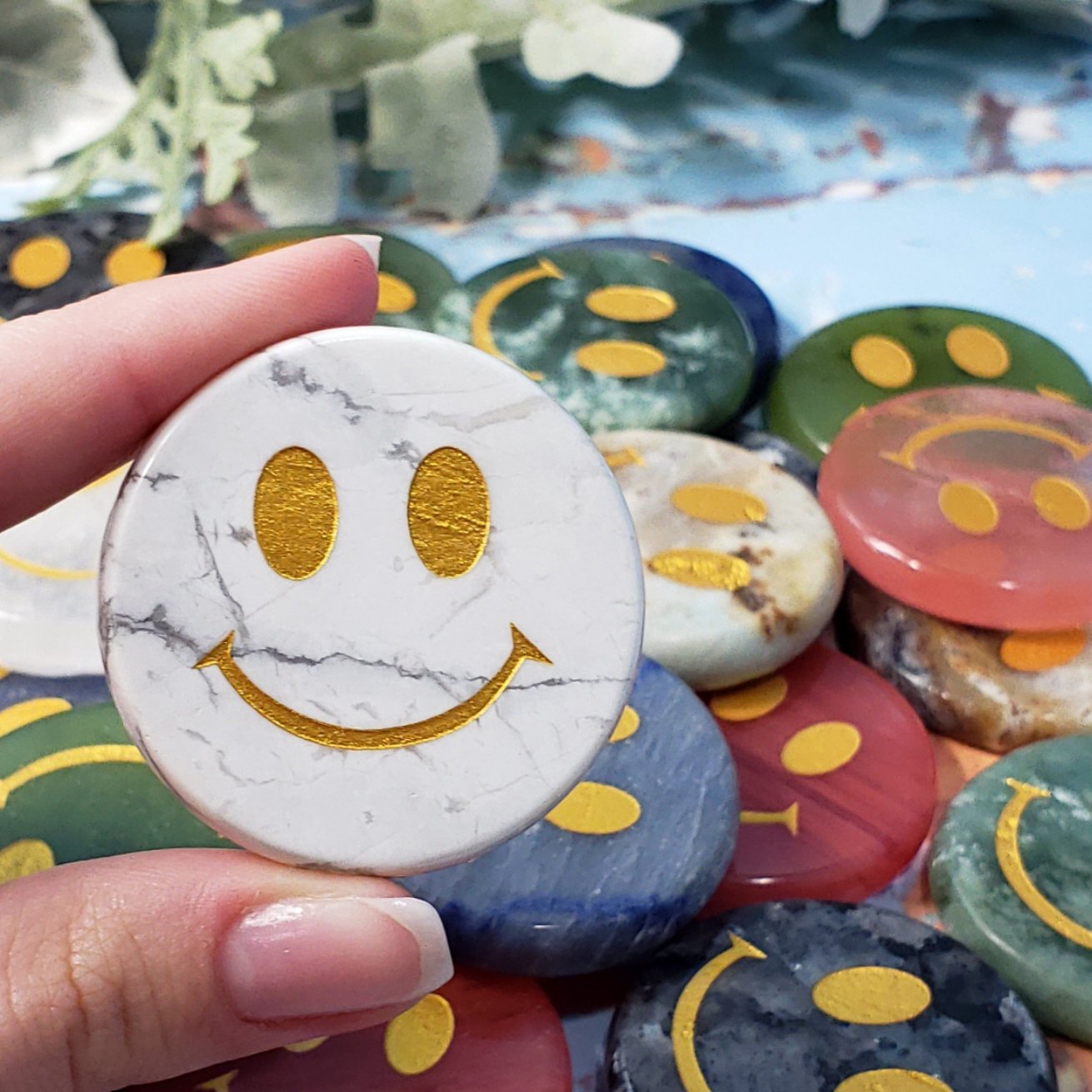 White Howlite Crystal Smiley Face