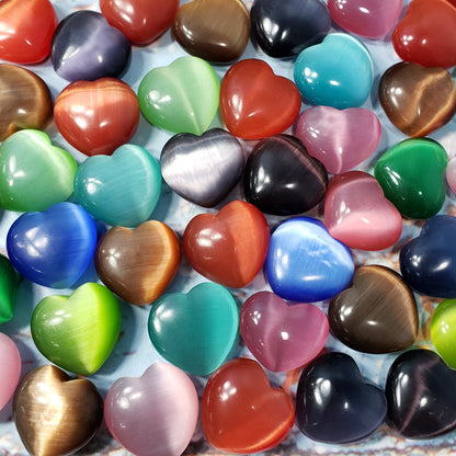 Cat's Eye 30mm Heart, assorted colors - Crystal Happenings