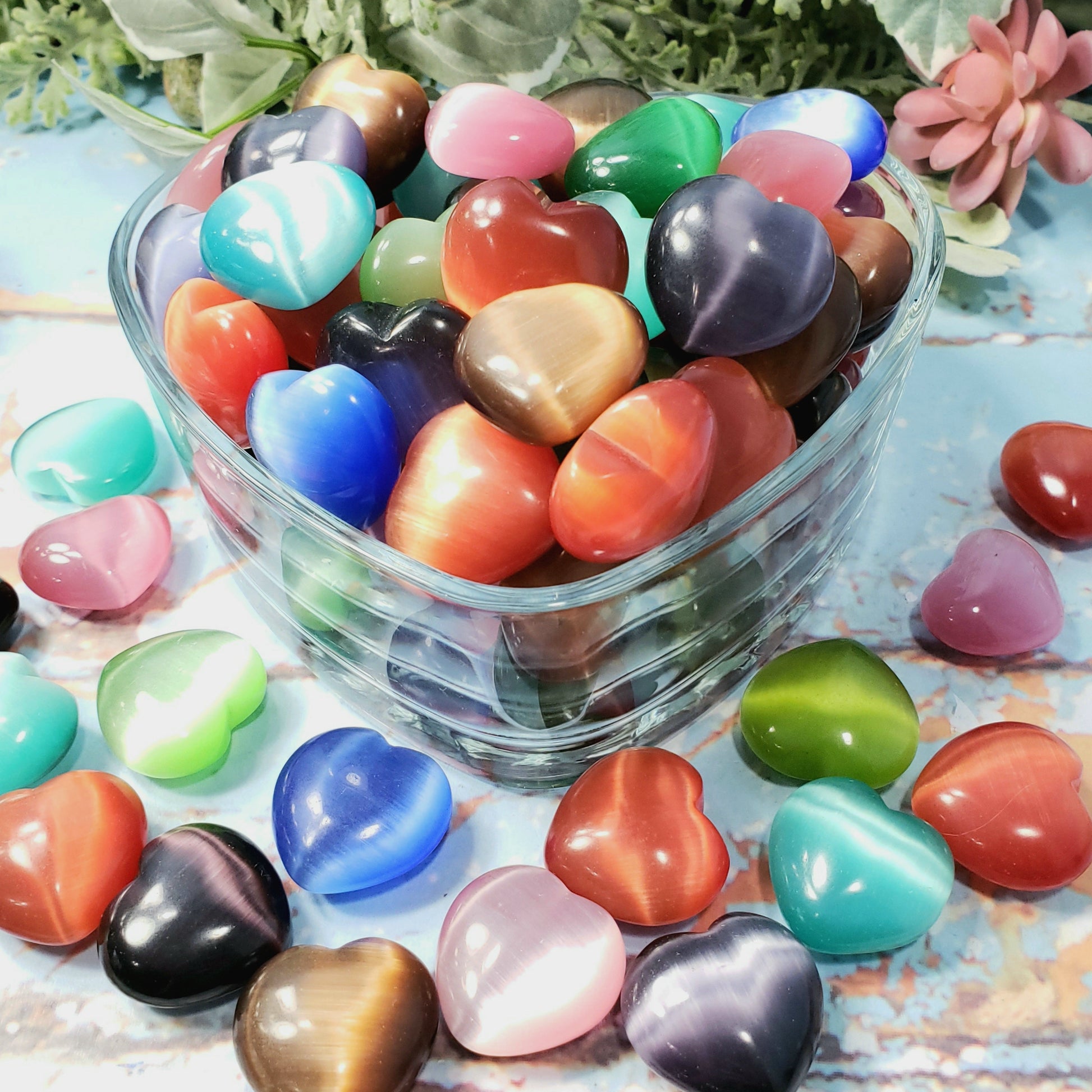 Cat's Eye 30mm Heart, assorted colors - Crystal Happenings
