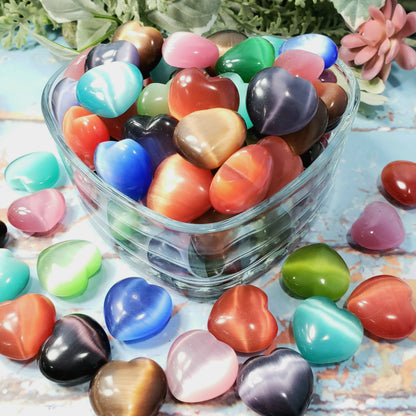 Cat's Eye 30mm Heart, assorted colors - Crystal Happenings