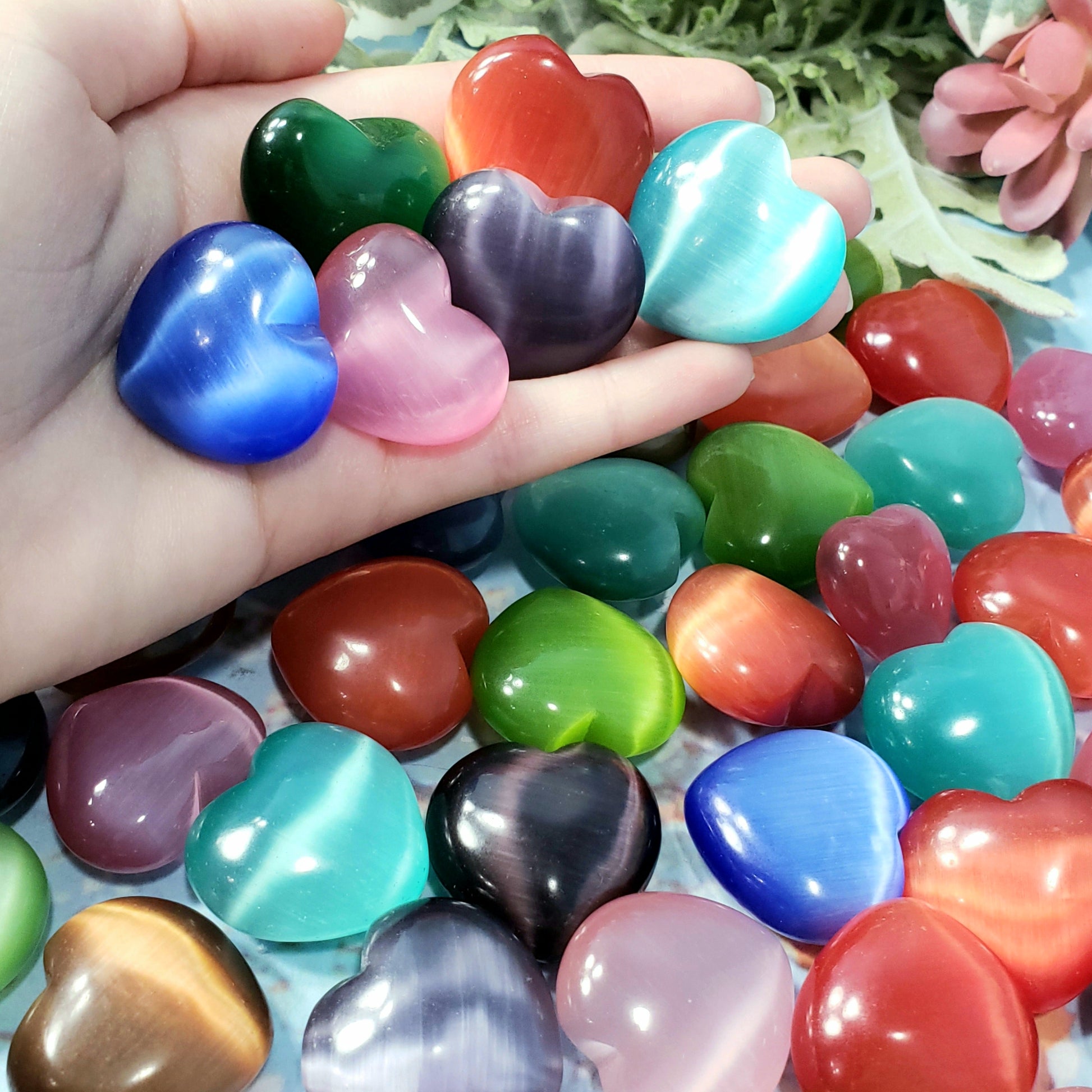 Cat's Eye 30mm Heart, assorted colors - Crystal Happenings