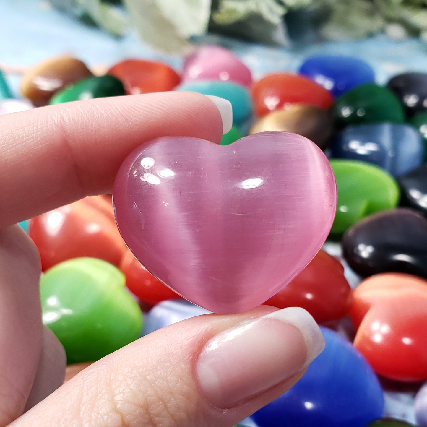 Cat's Eye 30mm Heart, assorted colors - Crystal Happenings