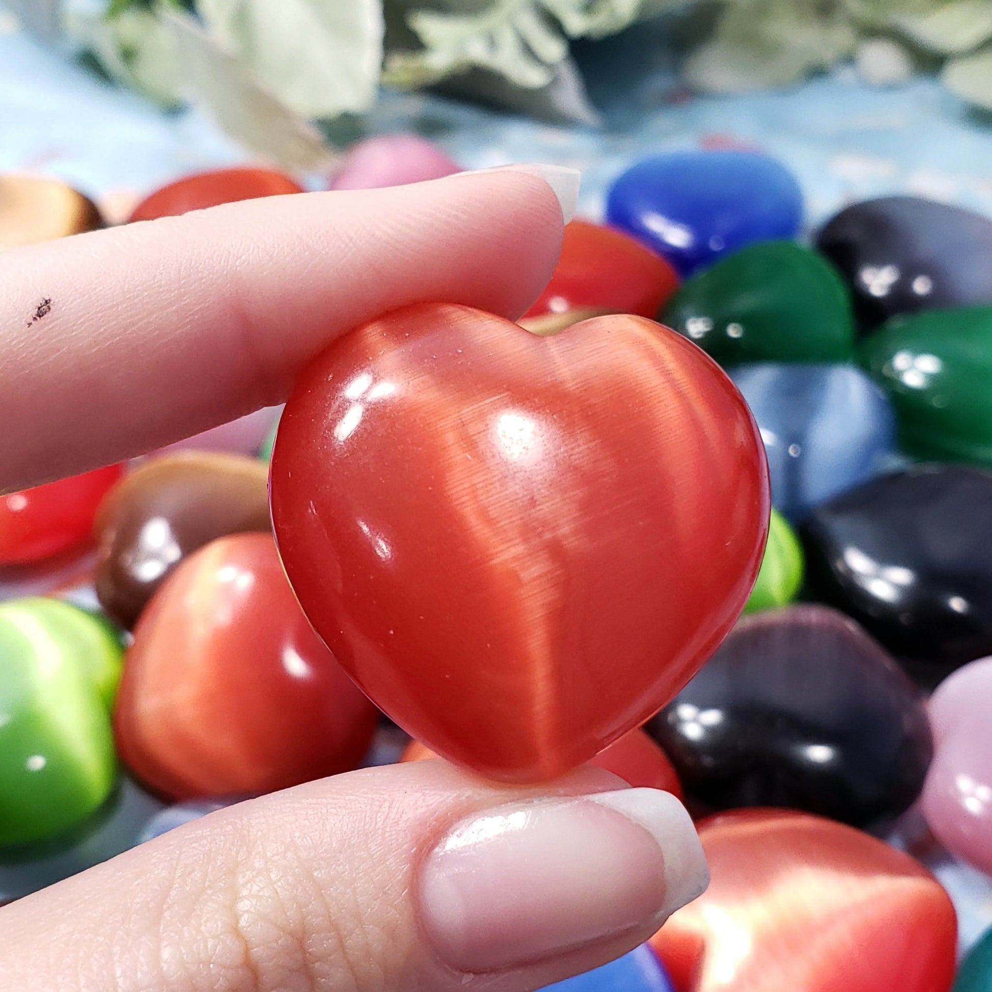 Cat's Eye 30mm Heart, assorted colors - Crystal Happenings