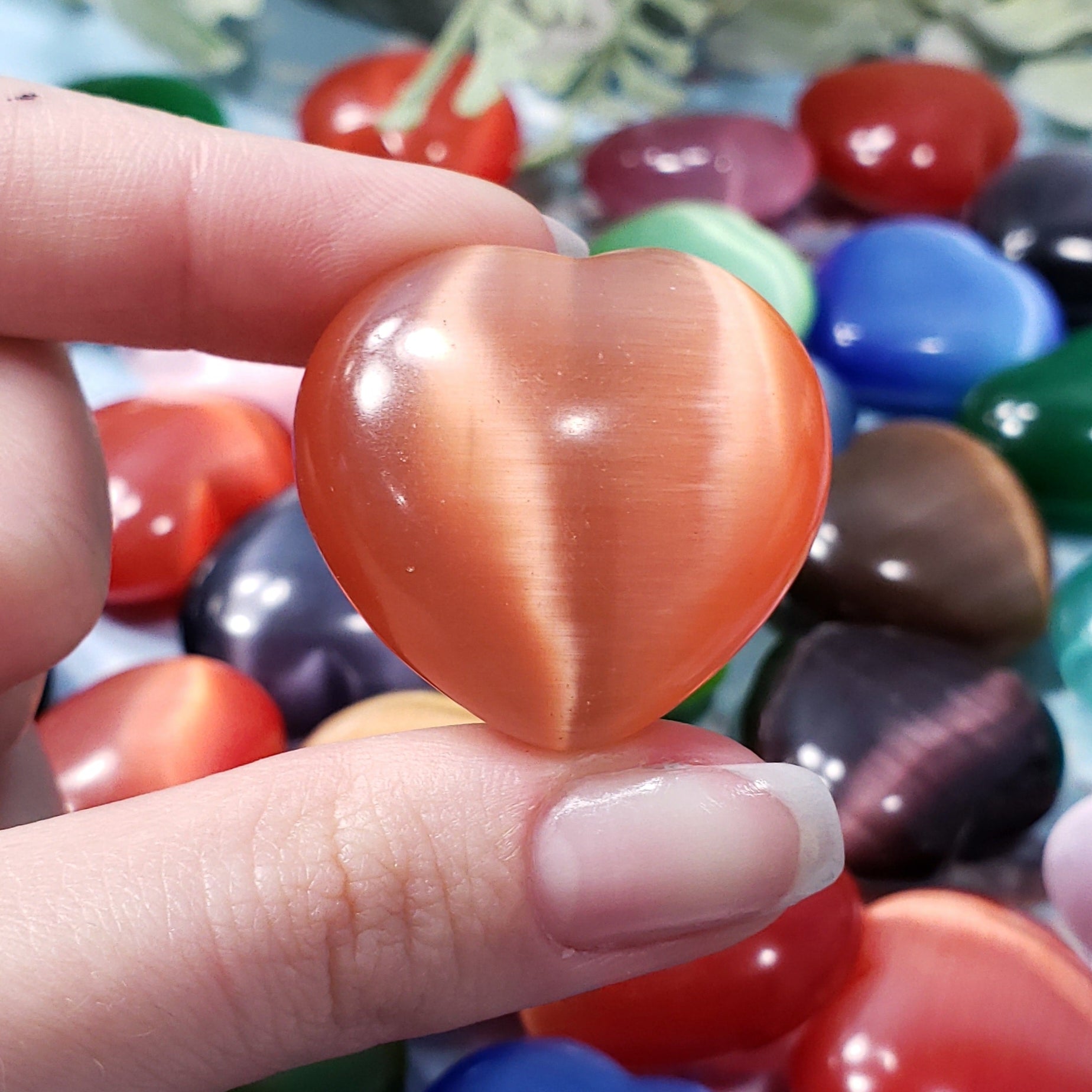 Cat's Eye 30mm Heart, assorted colors - Crystal Happenings