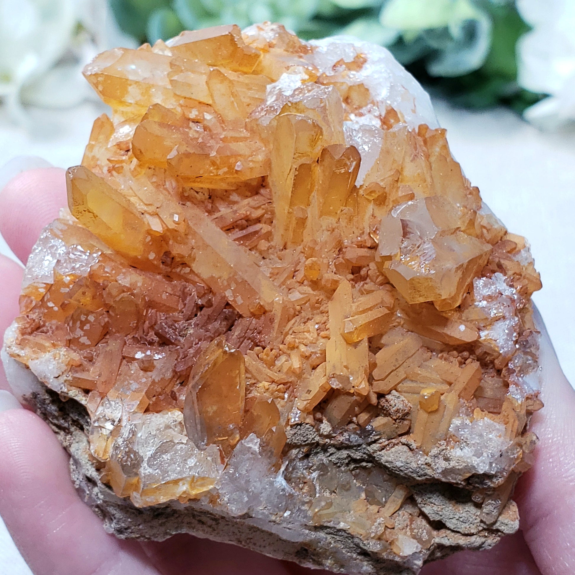 Tangerine Quartz Cluster - 2 - Crystal Happenings