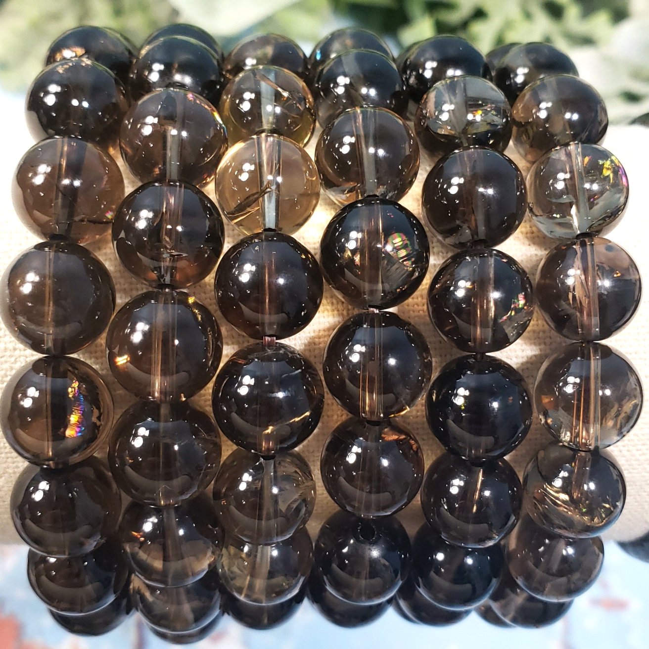 Smoky Quartz 10mm Beaded Bracelet - Crystal Happenings