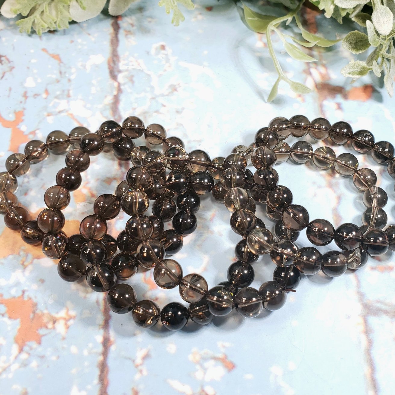 Smoky Quartz 10mm Beaded Bracelet - Crystal Happenings