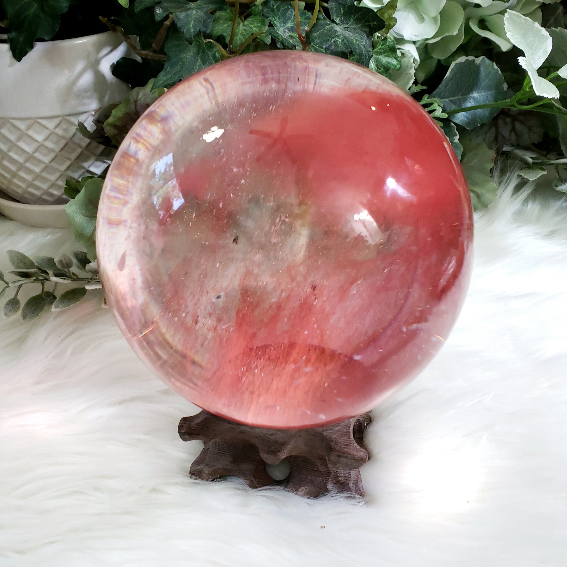 XL Cherry Quartz Sphere - 135mm #7 - Crystal Happenings