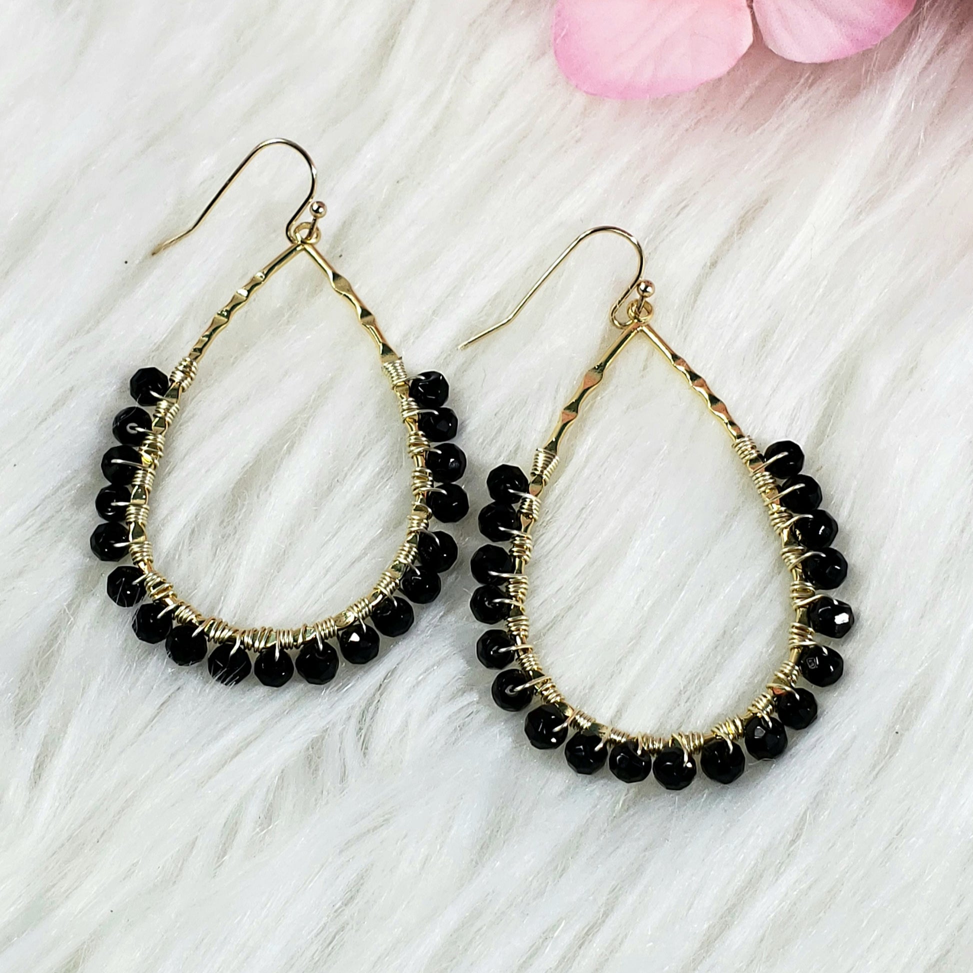 Wire Wrapped Drop Hoop Earring - Crystal Happenings
