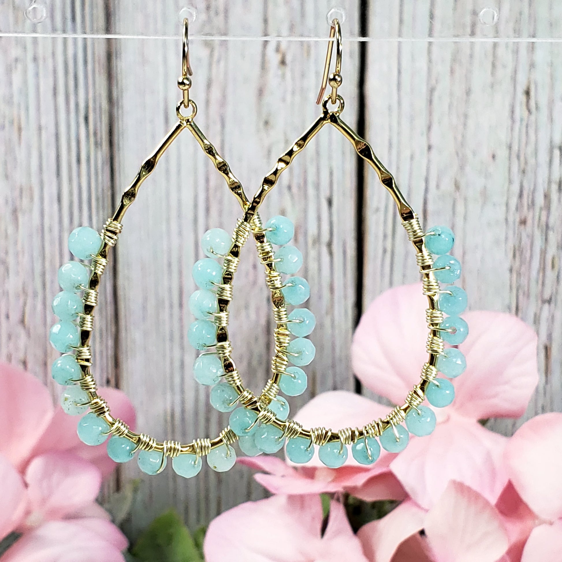 Wire Wrapped Drop Hoop Earring - Crystal Happenings