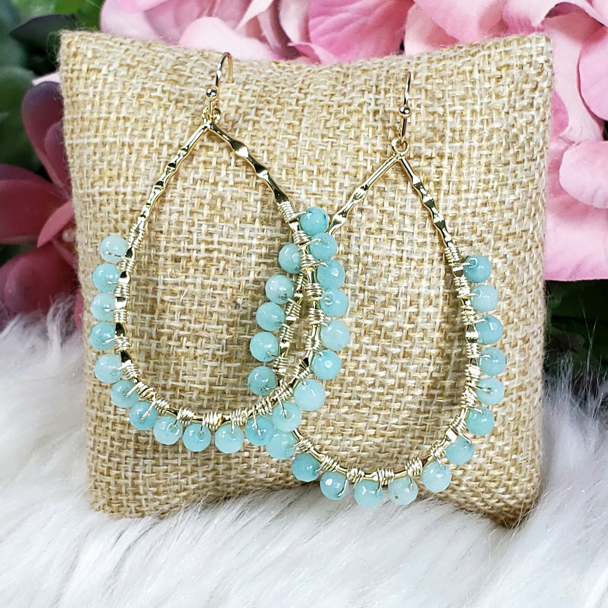 Wire Wrapped Drop Hoop Earring - Crystal Happenings
