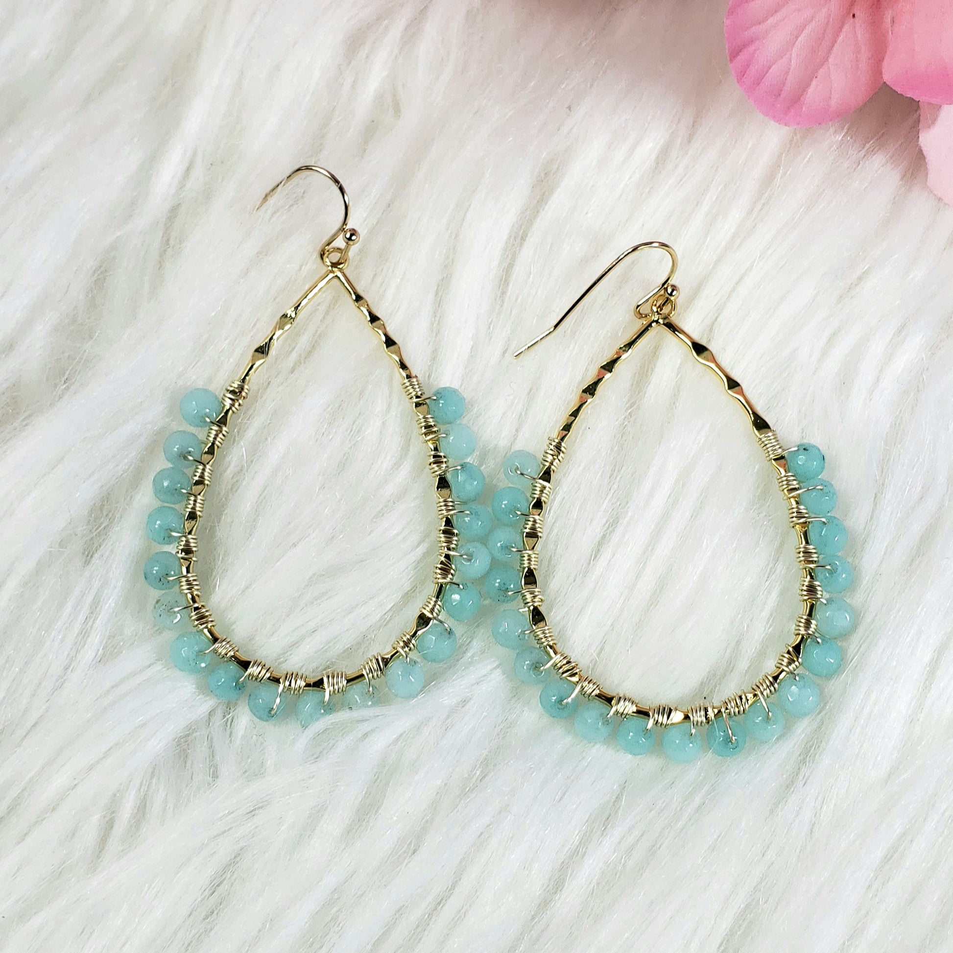 Wire Wrapped Drop Hoop Earring - Crystal Happenings