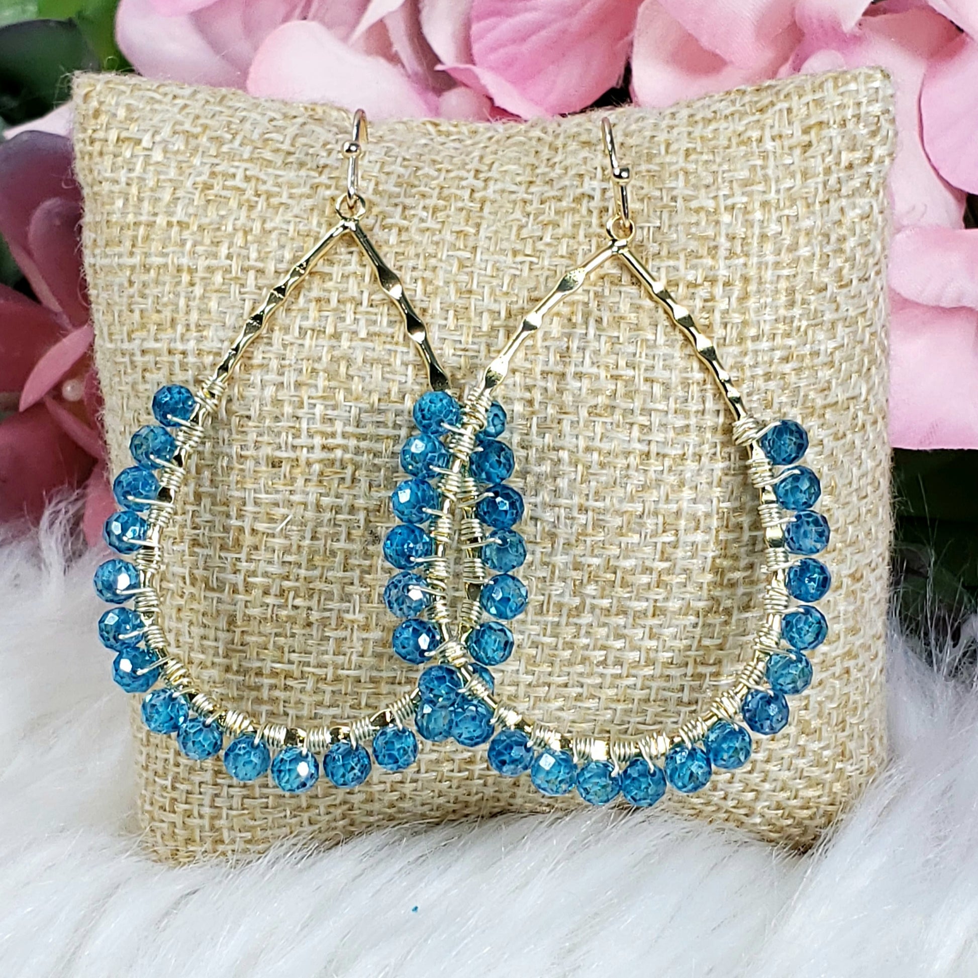 Wire Wrapped Drop Hoop Earring - Crystal Happenings