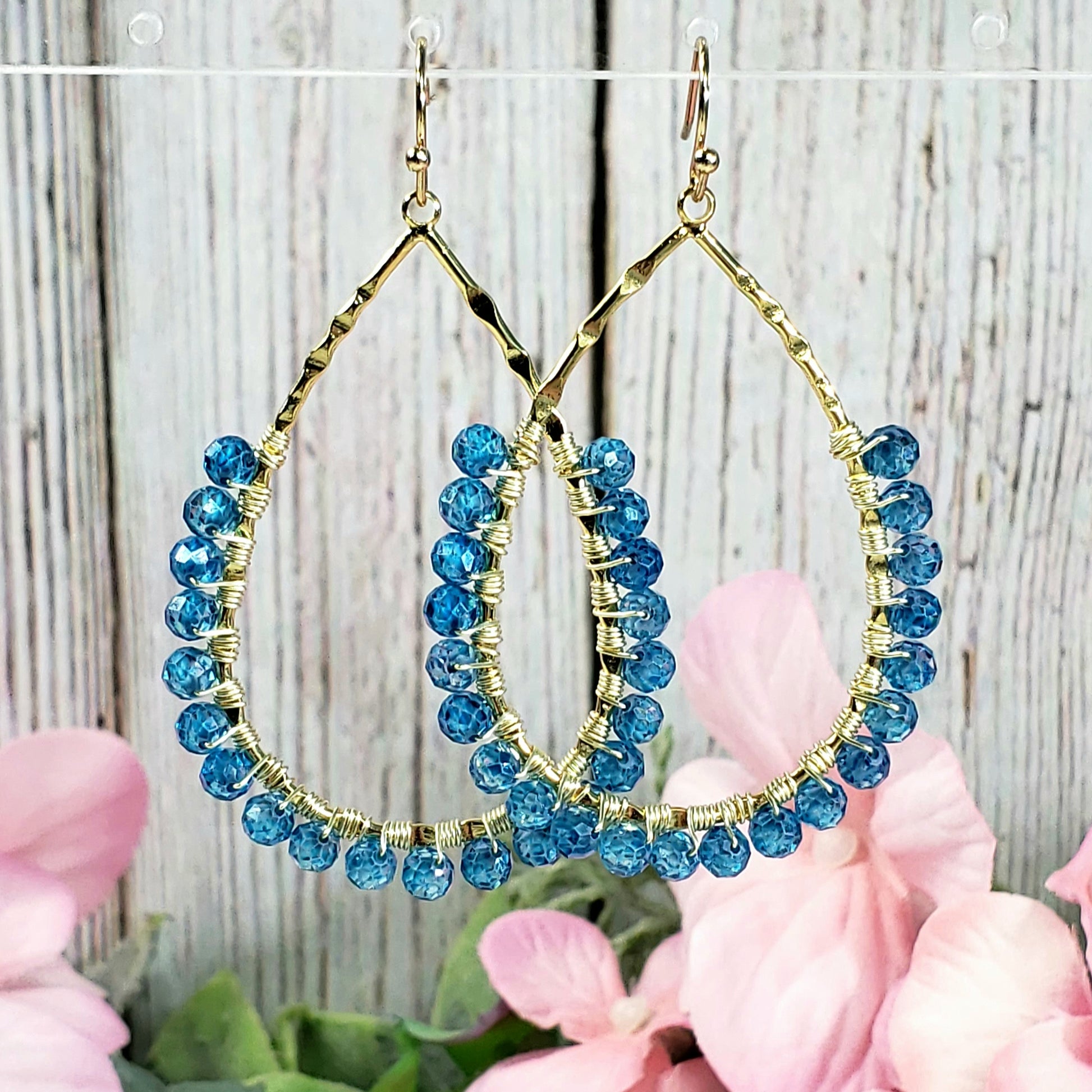 Wire Wrapped Drop Hoop Earring - Crystal Happenings