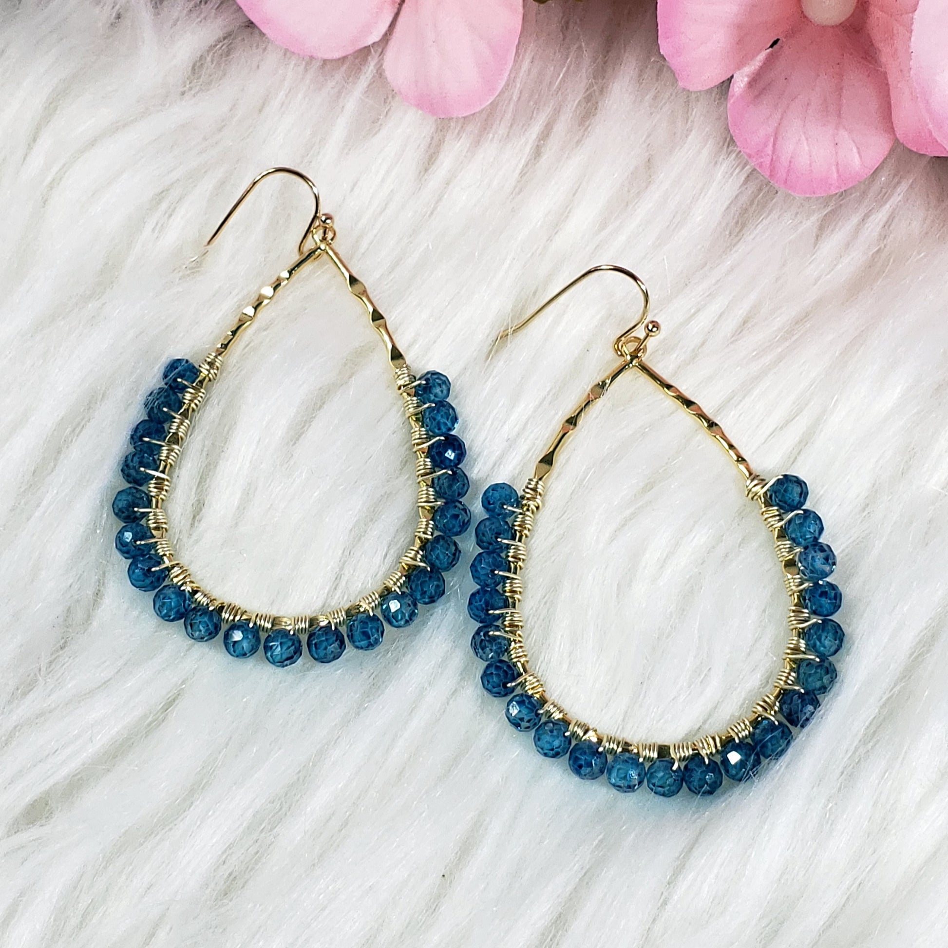 Wire Wrapped Drop Hoop Earring - Crystal Happenings