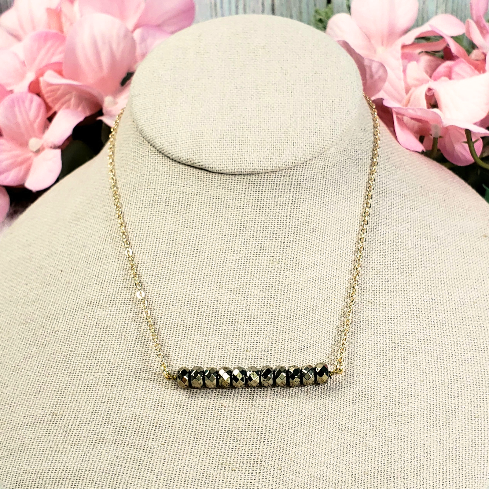 Pyrite Faceted Rondelle Necklace - Crystal Happenings