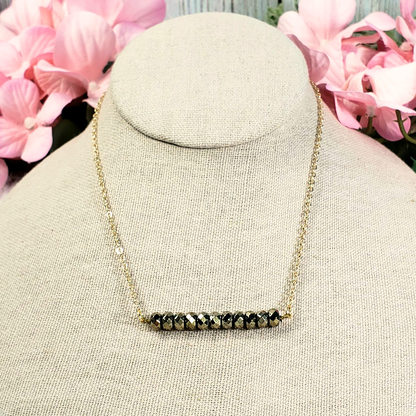 Pyrite Faceted Rondelle Necklace - Crystal Happenings