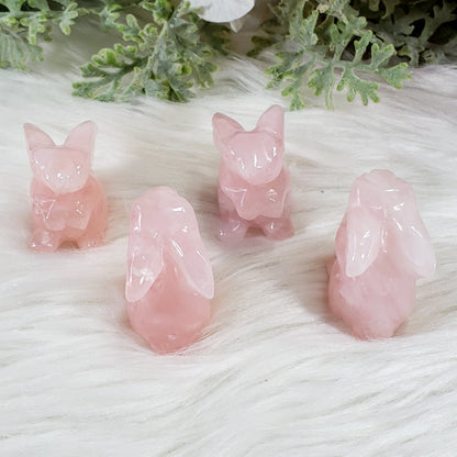 Rose Quartz Crystal Bunny Rabbit - Crystal Happenings
