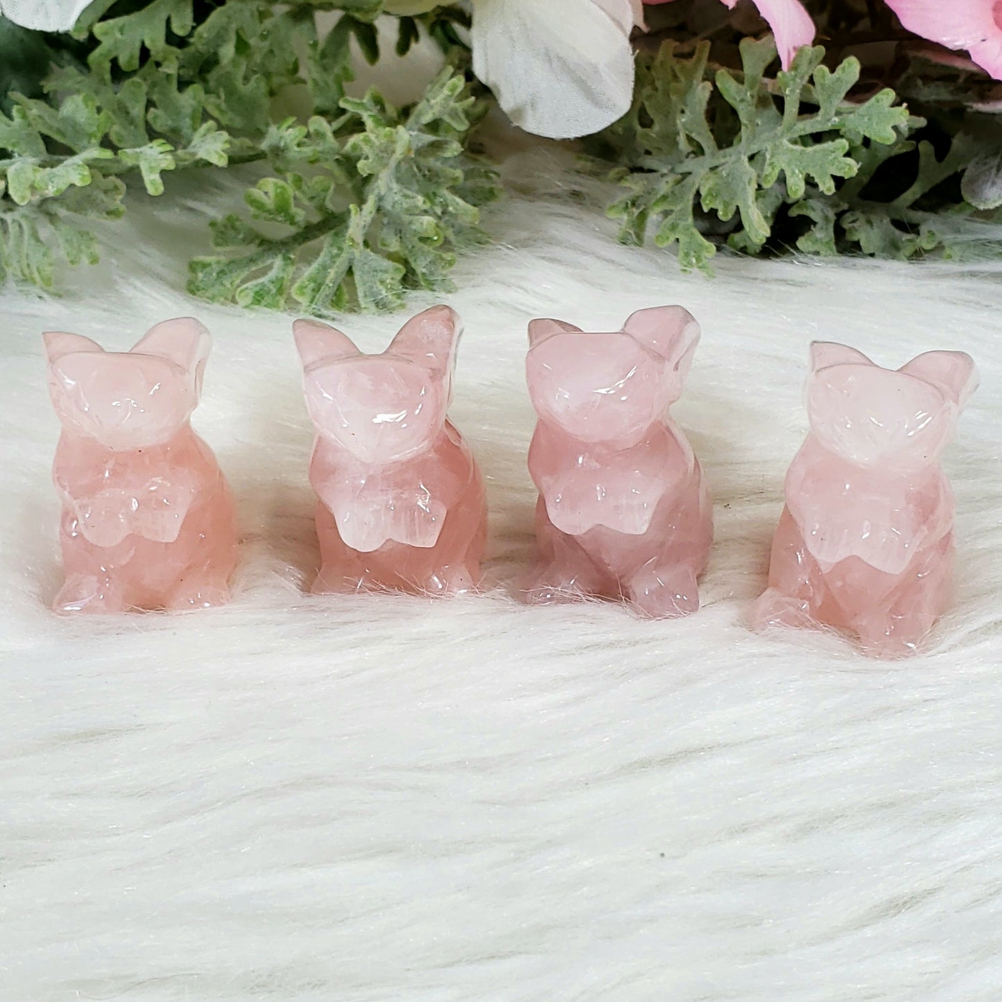 Rose Quartz Crystal Bunny Rabbit - Crystal Happenings