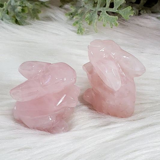 Rose Quartz Crystal Bunny Rabbit - Crystal Happenings