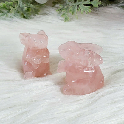 Rose Quartz Crystal Bunny Rabbit - Crystal Happenings