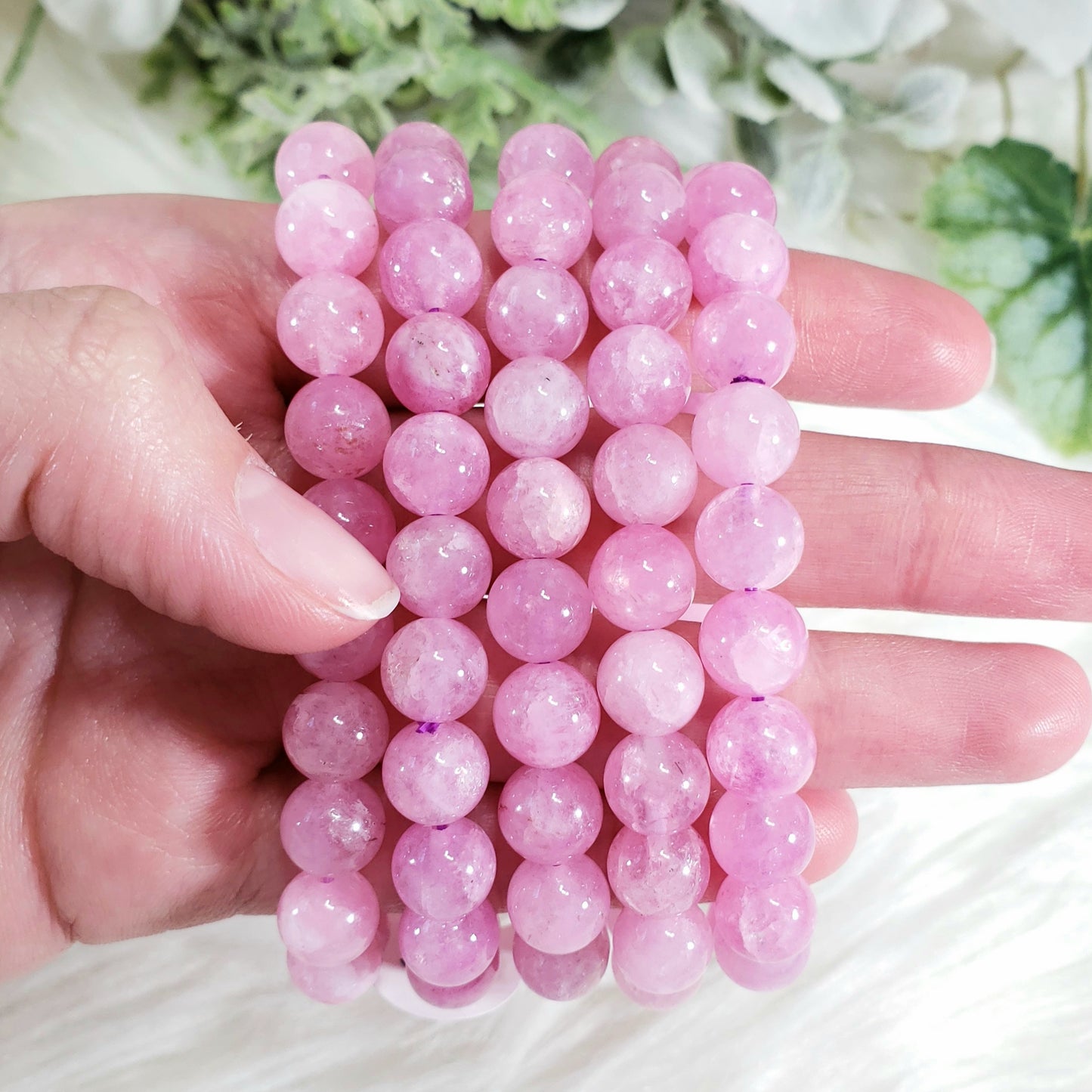 Kunzite Stretch Bracelet, 8mm - Crystal Happenings