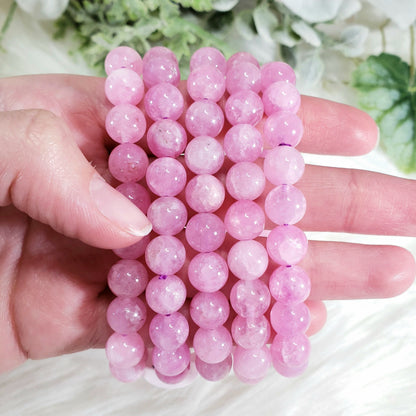 Kunzite Stretch Bracelet, 8mm - Crystal Happenings