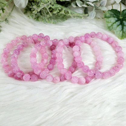 Kunzite Stretch Bracelet, 8mm - Crystal Happenings