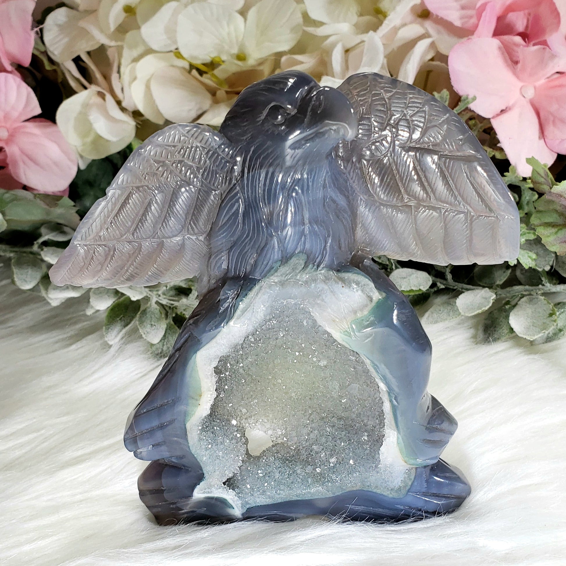 Druzy Agate Eagle VIDEO LISTING - Crystal Happenings