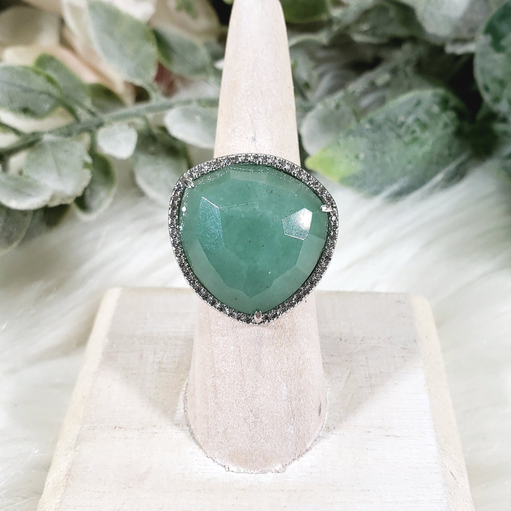 Beautiful Crystal Pave Rings, adjustable Sterling Silver - Crystal Happenings