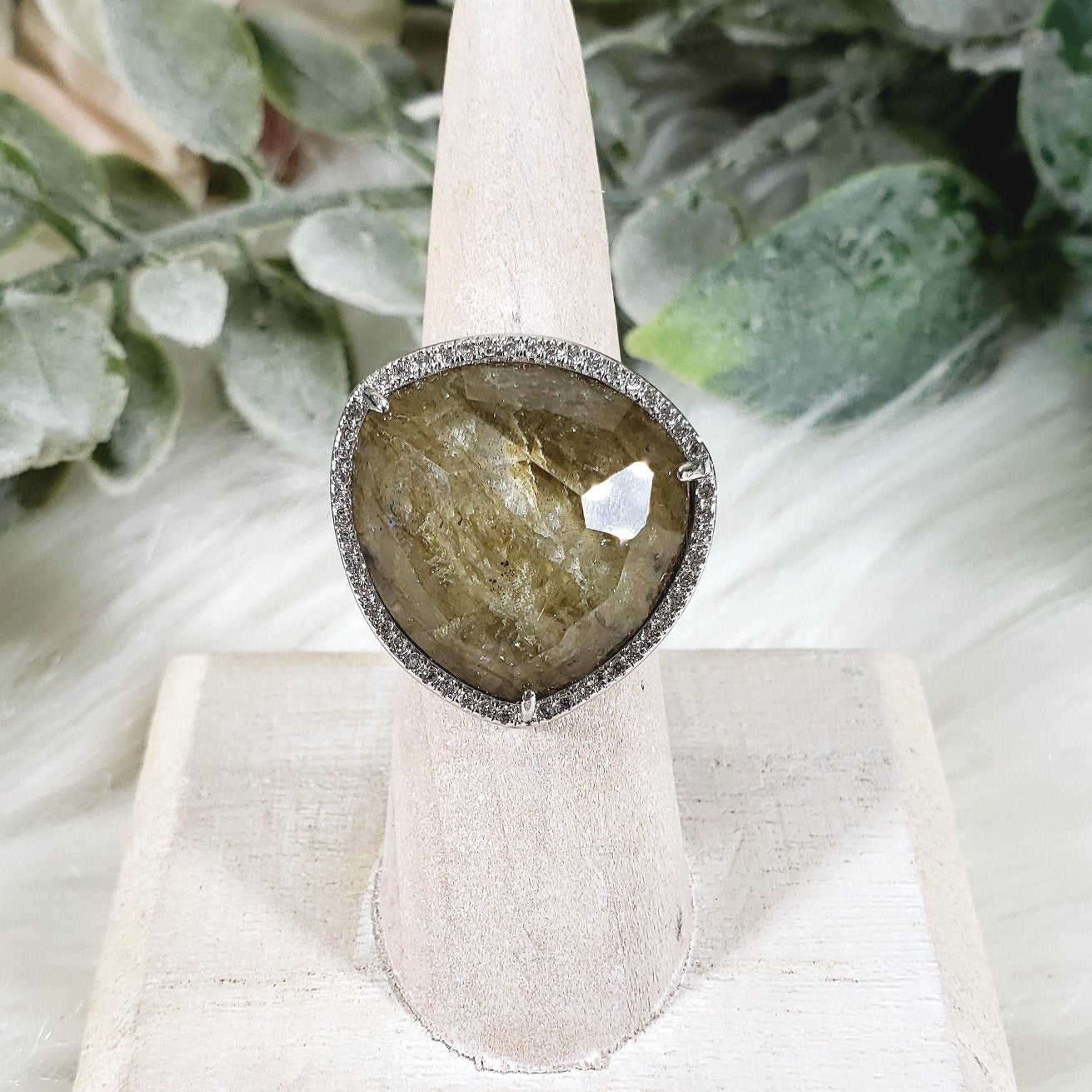 Beautiful Crystal Pave Rings, adjustable Sterling Silver - Crystal Happenings