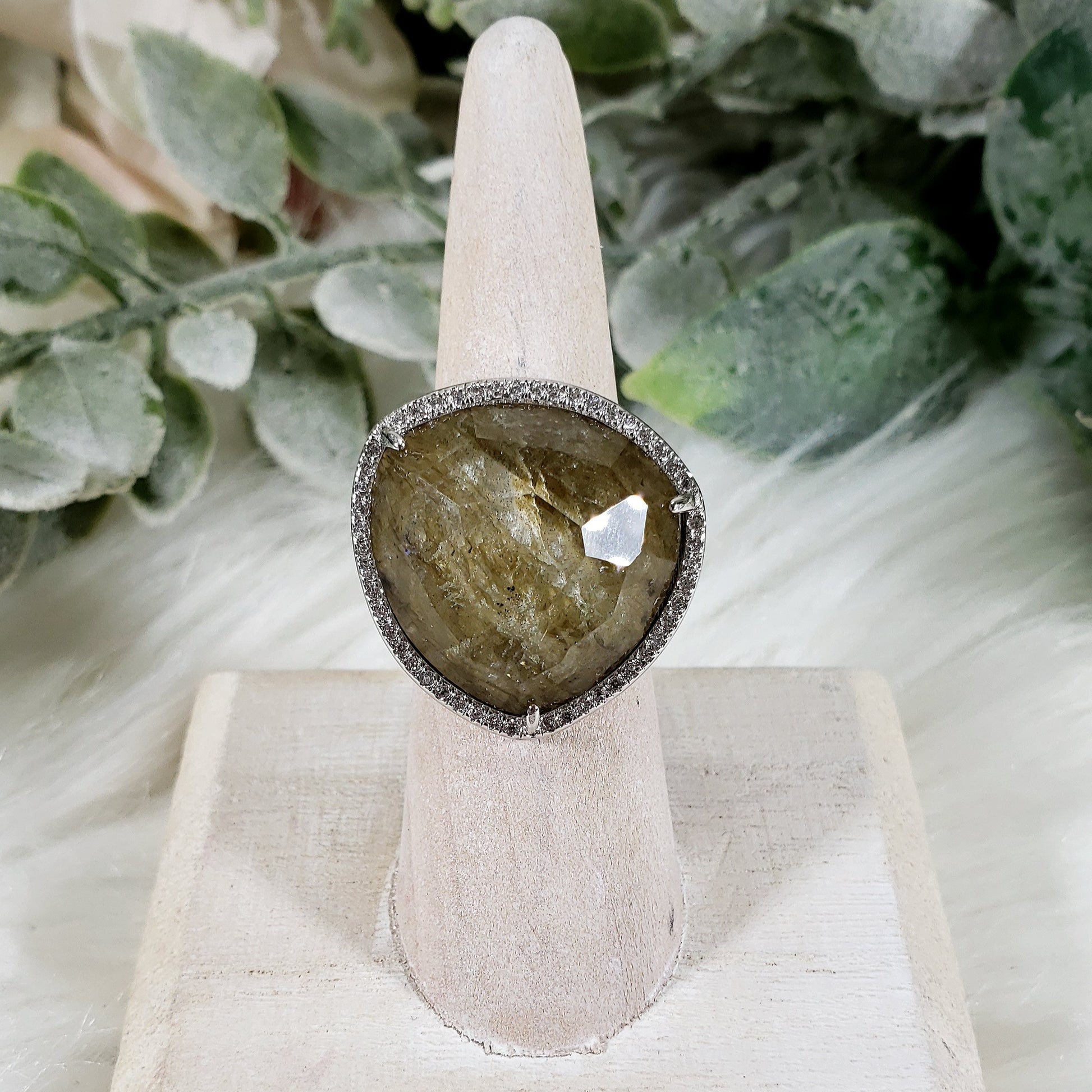Beautiful Crystal Pave Rings, adjustable Sterling Silver - Crystal Happenings