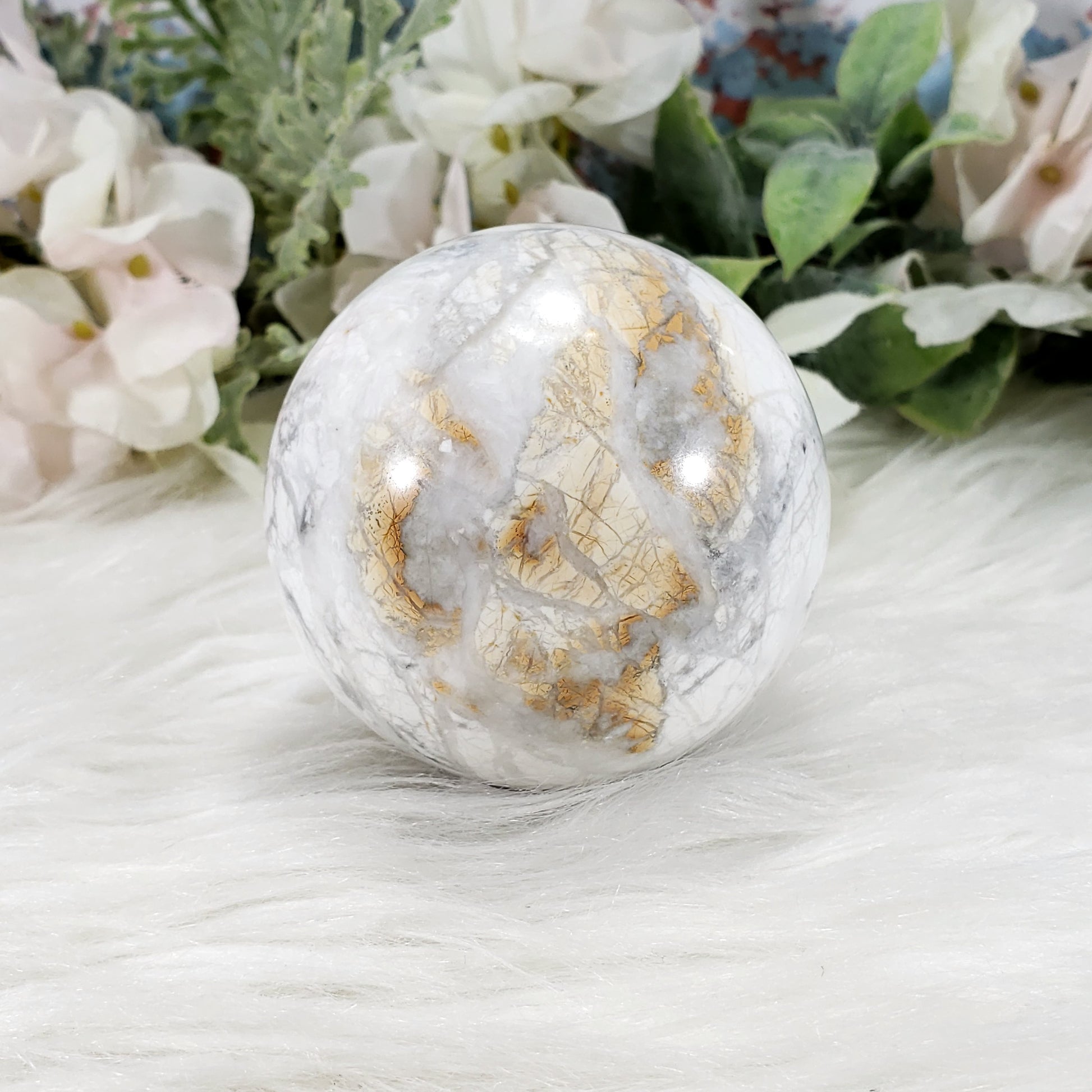 White Howlite Sphere #12 - Crystal Happenings