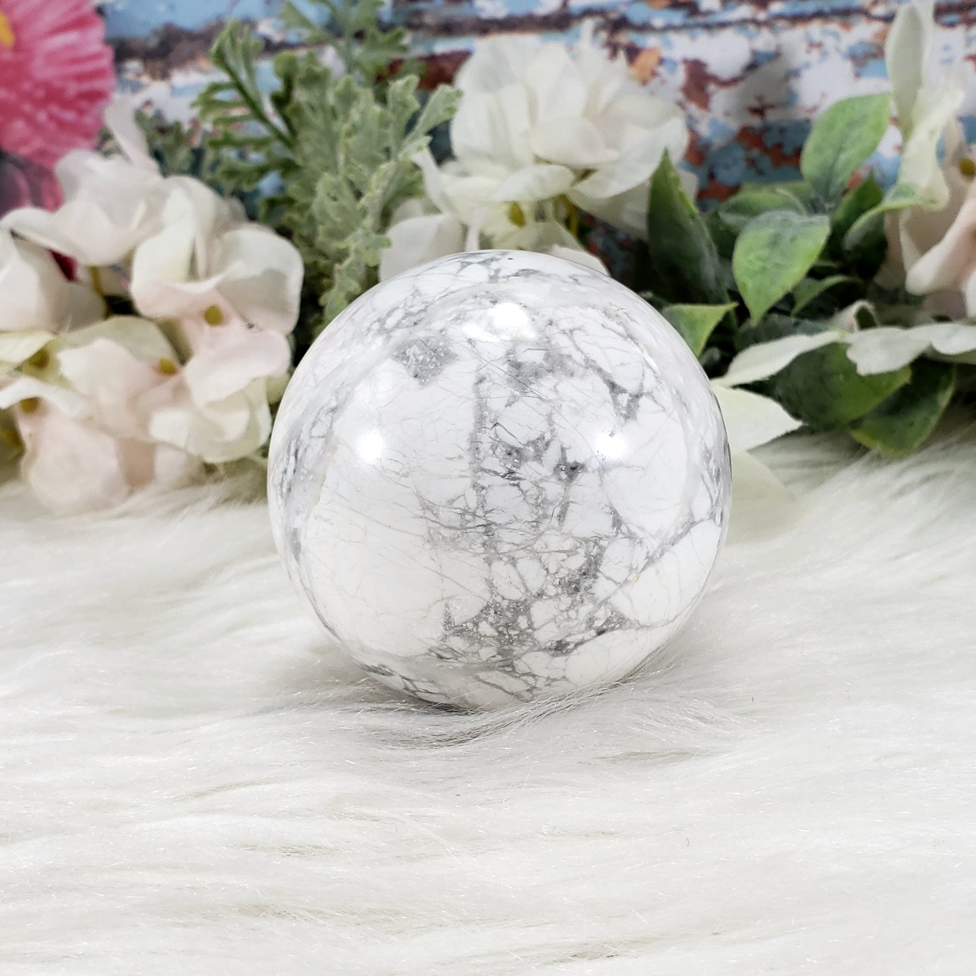 White Howlite Sphere #12 - Crystal Happenings
