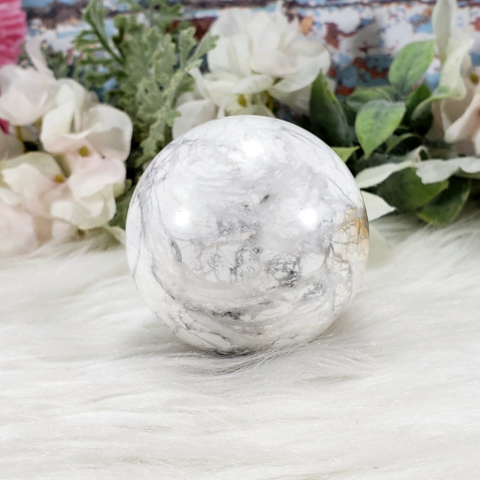 White Howlite Sphere #12 - Crystal Happenings