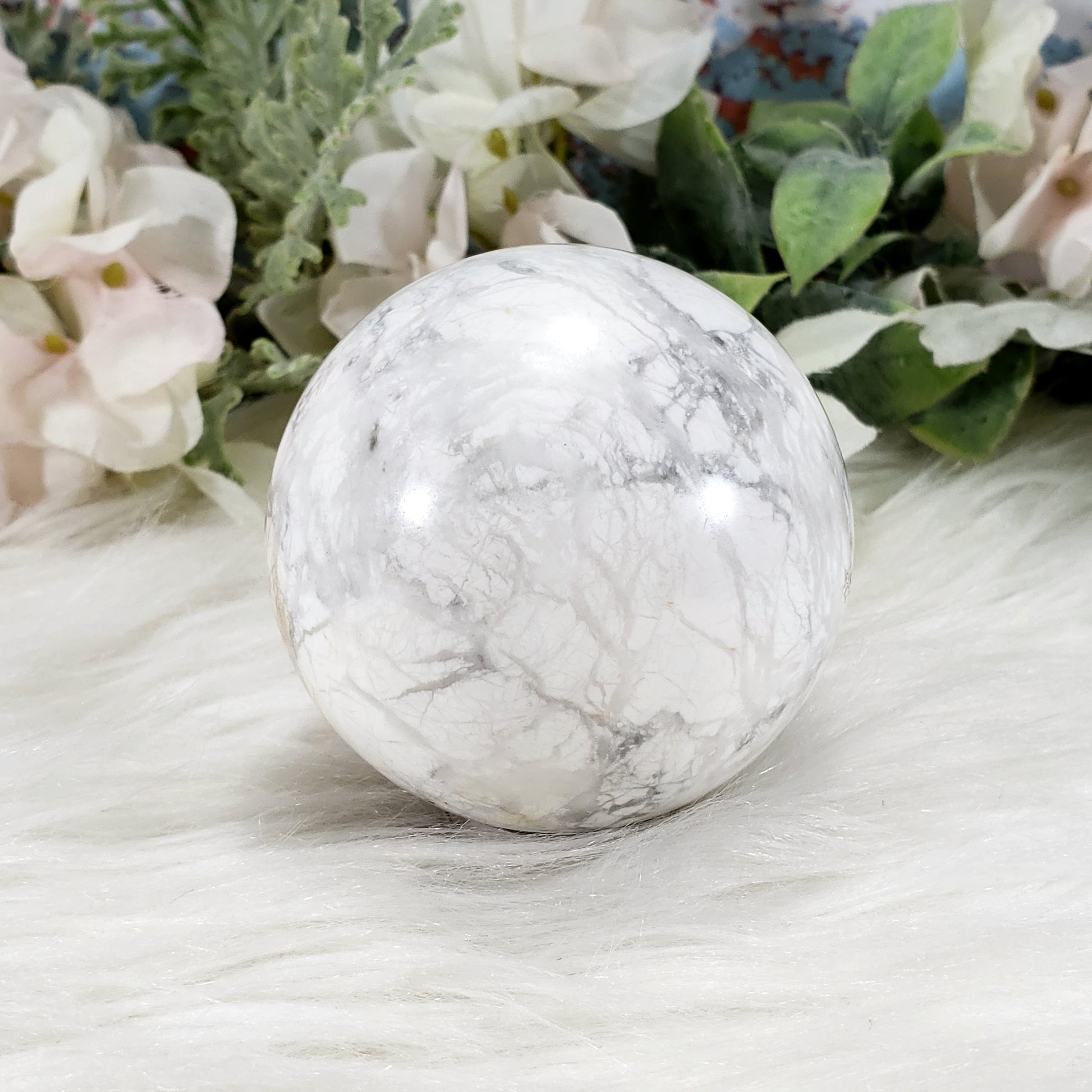 White Howlite Sphere #12 - Crystal Happenings