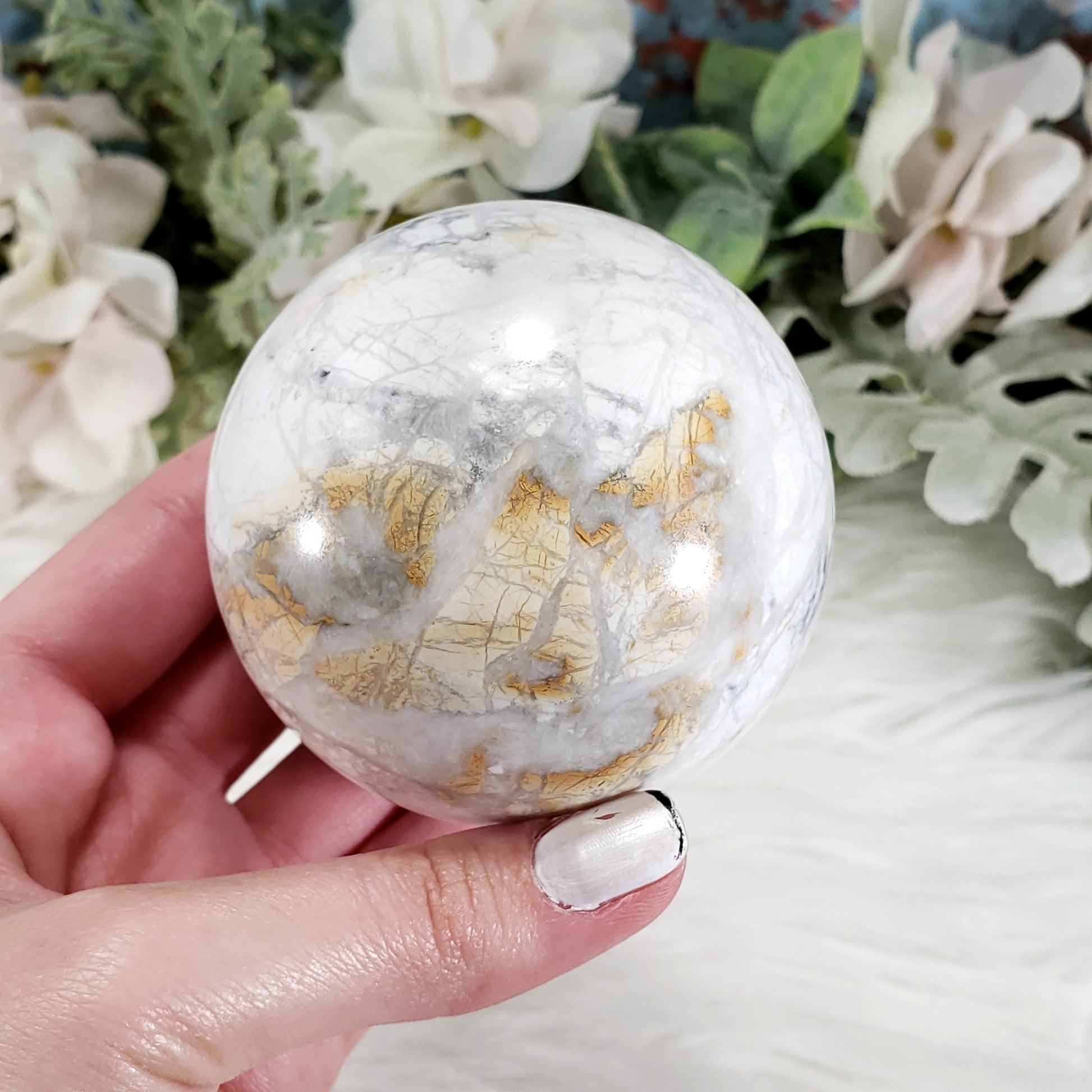 White Howlite Sphere #12 - Crystal Happenings