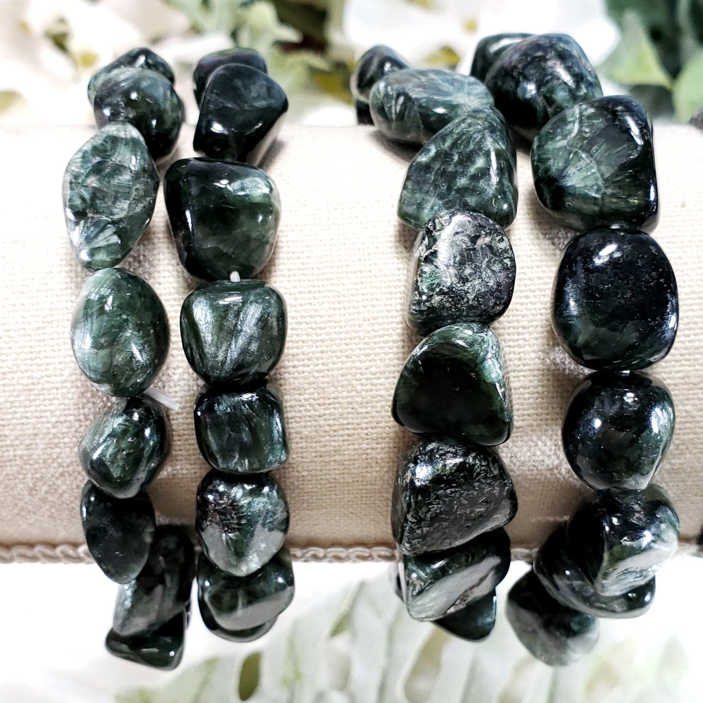 Seraphinite Nugget Stretch Bracelet - RARE STONE - Crystal Happenings