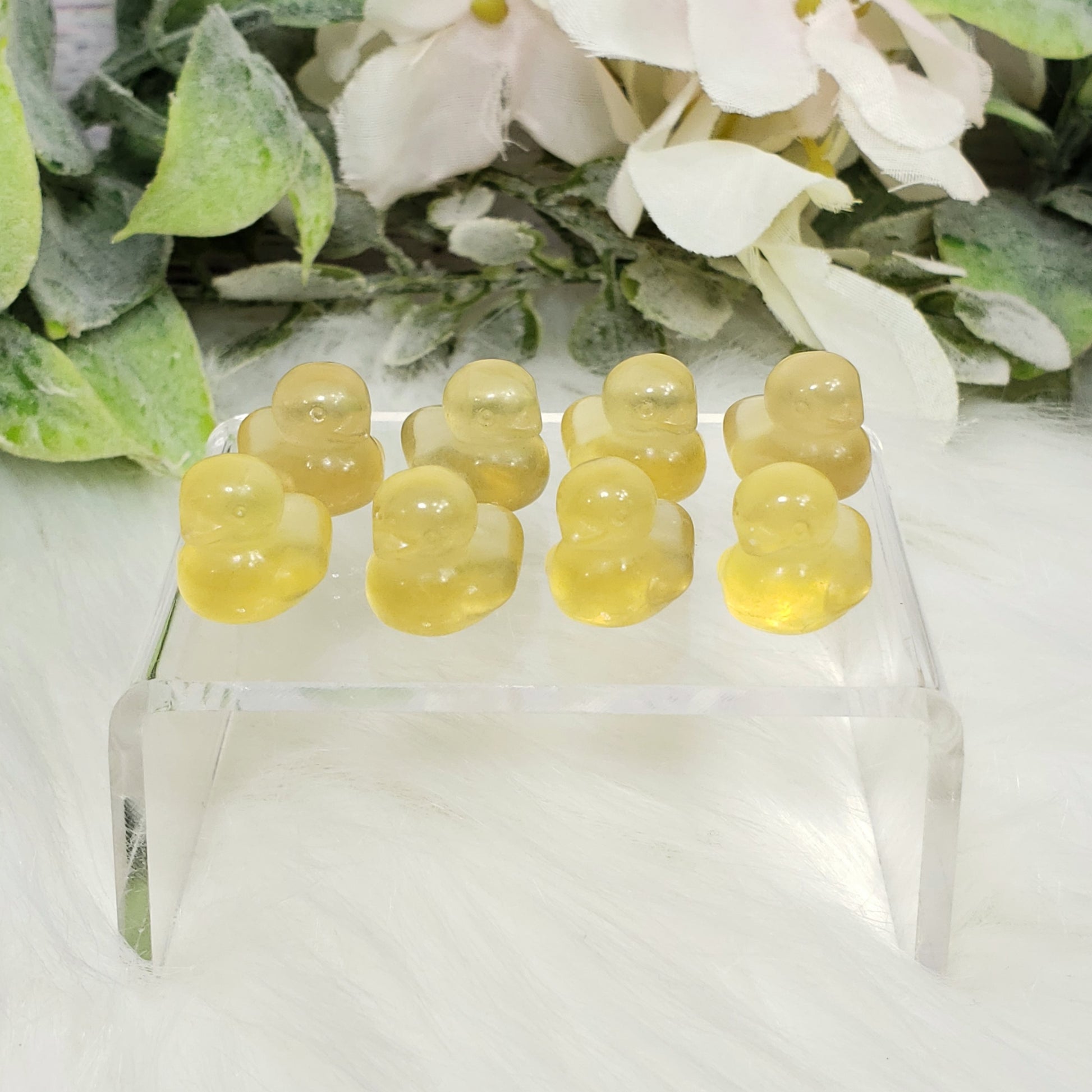 Tiny Yellow Fluorite Ducks - Crystal Happenings