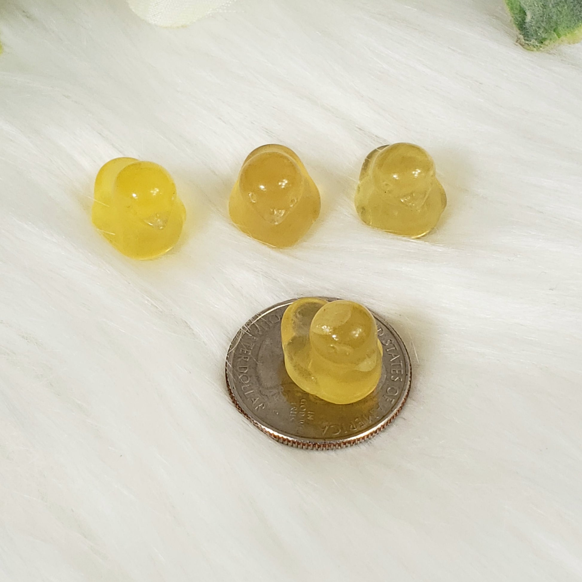 Tiny Yellow Fluorite Ducks - Crystal Happenings